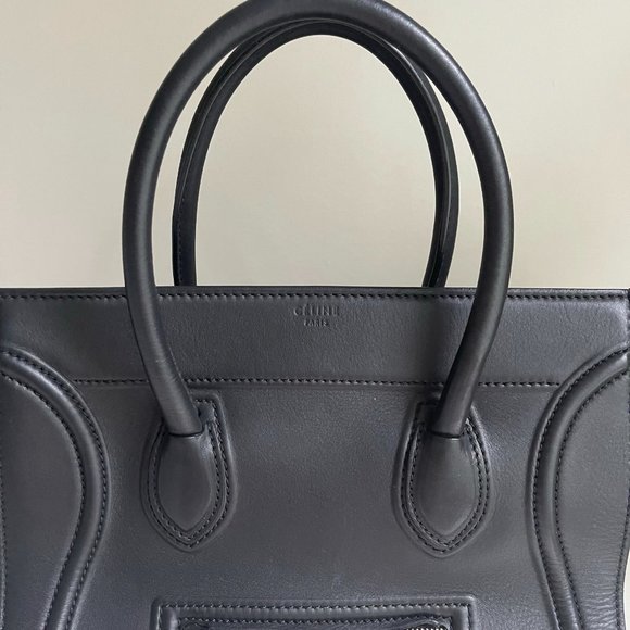 Mini Luggage Handbag in Smooth Calfskin in Black - Picture 2 of 16